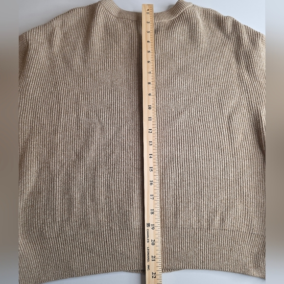 ZARA Beige Sweater XL Rib Knit Crop Minimalist Neutral 2655-Q - Picture 6 of 8
